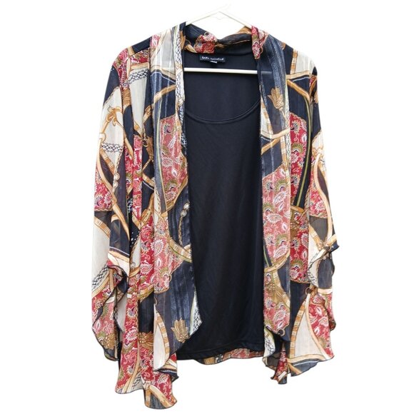 Sara Michelle Women's Size 2X Shirt Black Metallic Layered Blouse Office - Picture 1 of 5
